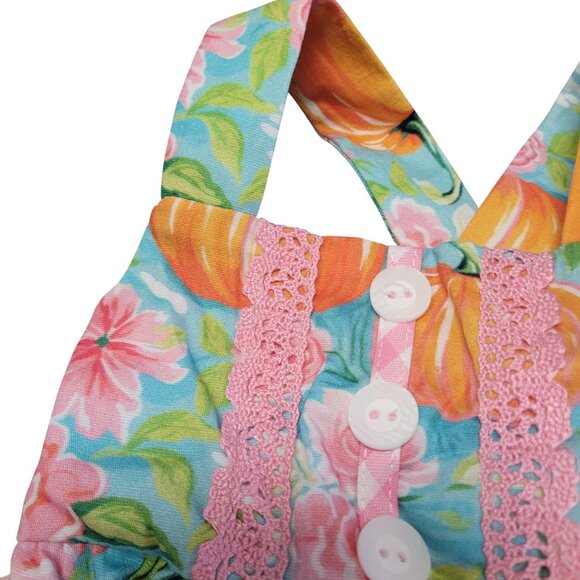 Ricrac & Ruffles Baby Girl Pumpkin Floral Bubble Romper Size 3-6M Thanksgiving - Picture 4 of 13
